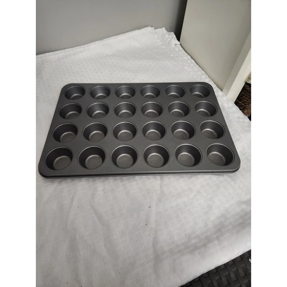 24 Cup Mini Muffin Pan Non-Stick Carbon Steel Cupcake Baking Tray Dark Gray